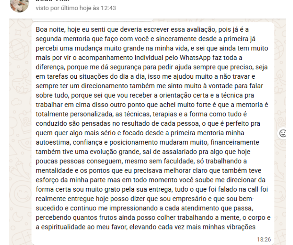 Depoimento de cliente